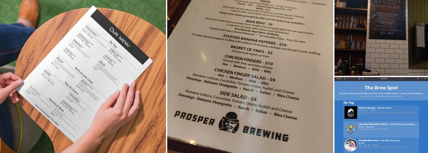 Prosper Brewing Menu