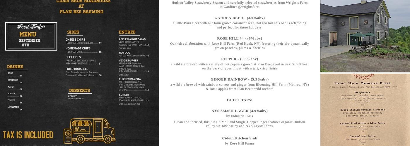 Plan Bee Farm Brewery Menu