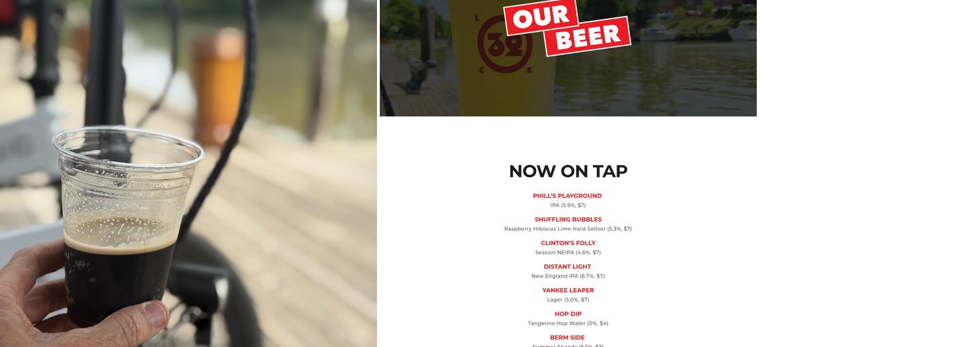 Lock 32 Brewing Company Menu