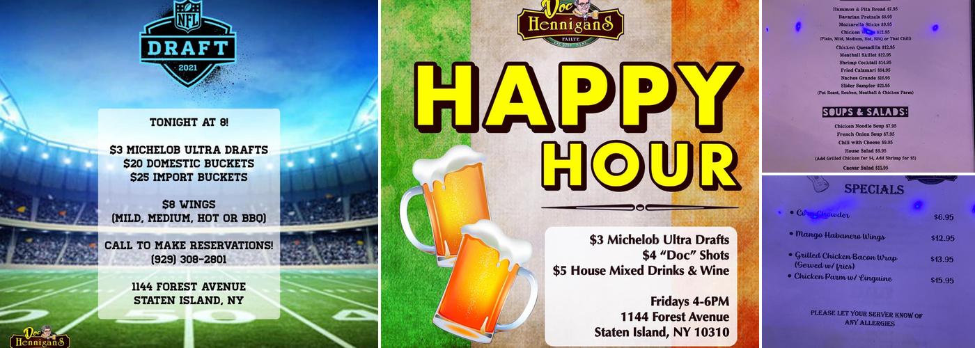 Doc Hennigans Menu