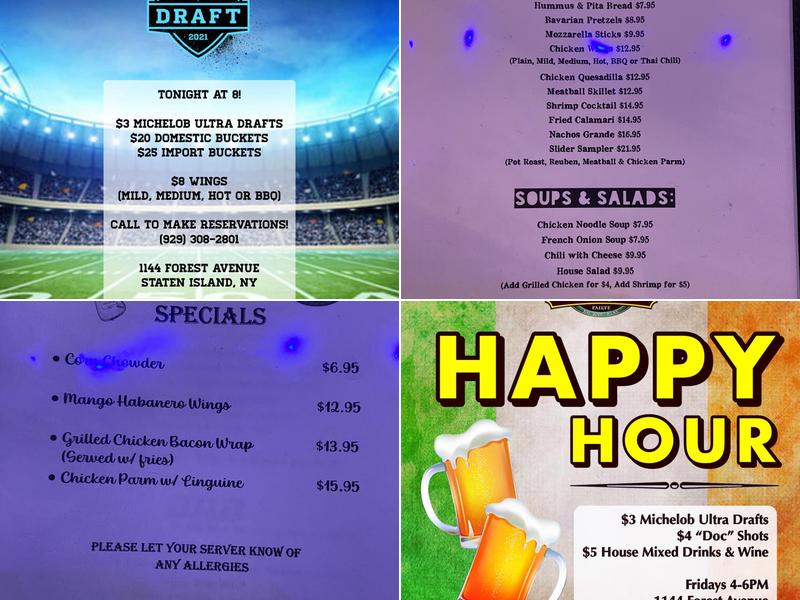 Doc Hennigans Menu