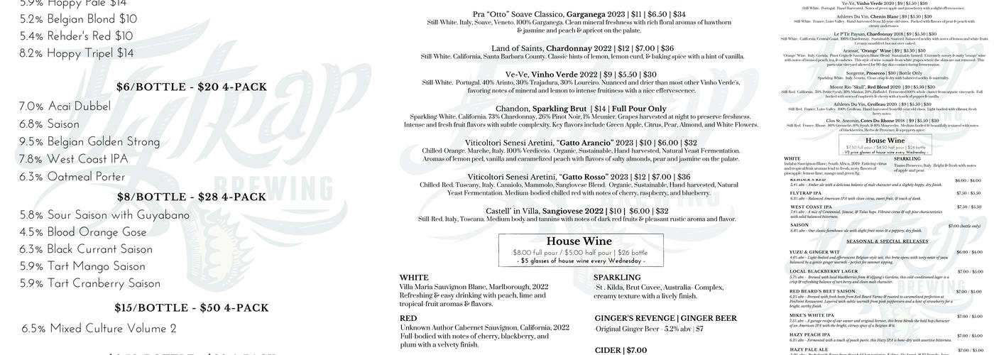 Flytrap Brewing Menu