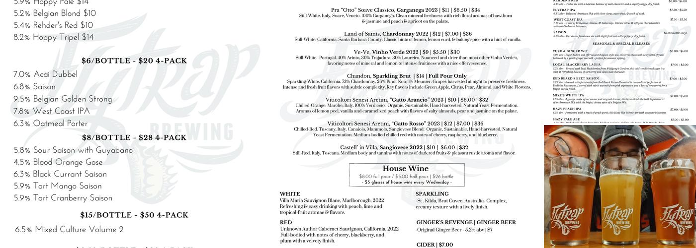 Flytrap Brewing Menu