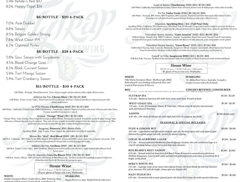 Flytrap Brewing Menu