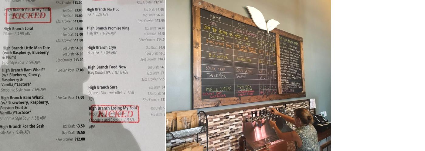 High Branch Brewing Co. Menu