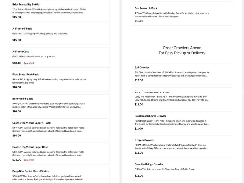 Last Wave Brewing Company Menu