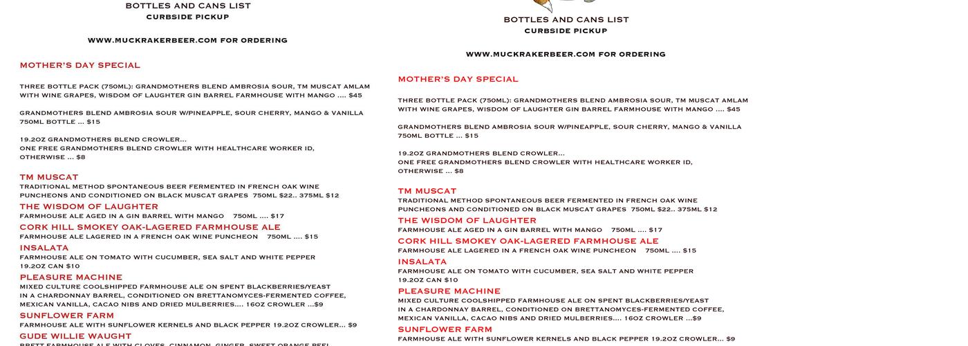 Muckraker Beermaker Menu