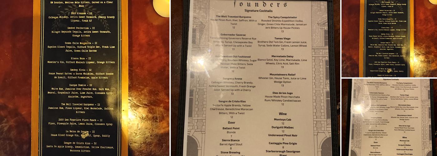 Founders Speakeasy Menu