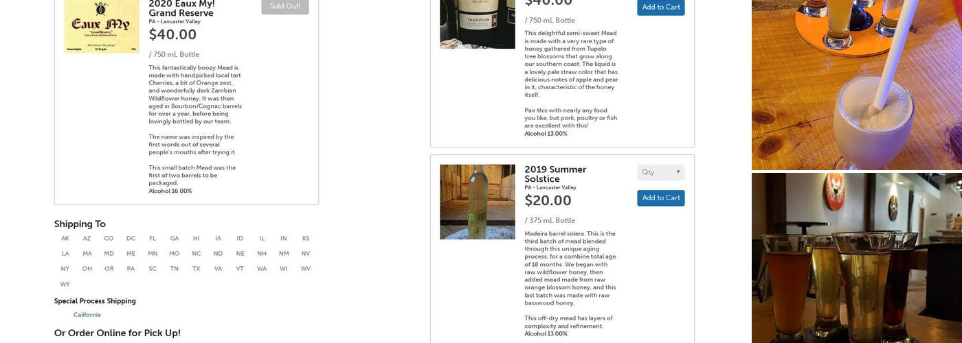 Meduseld Meadery Menu