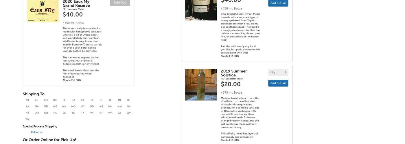 Meduseld Meadery Menu