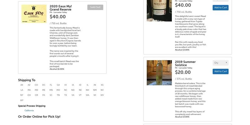 Meduseld Meadery Menu