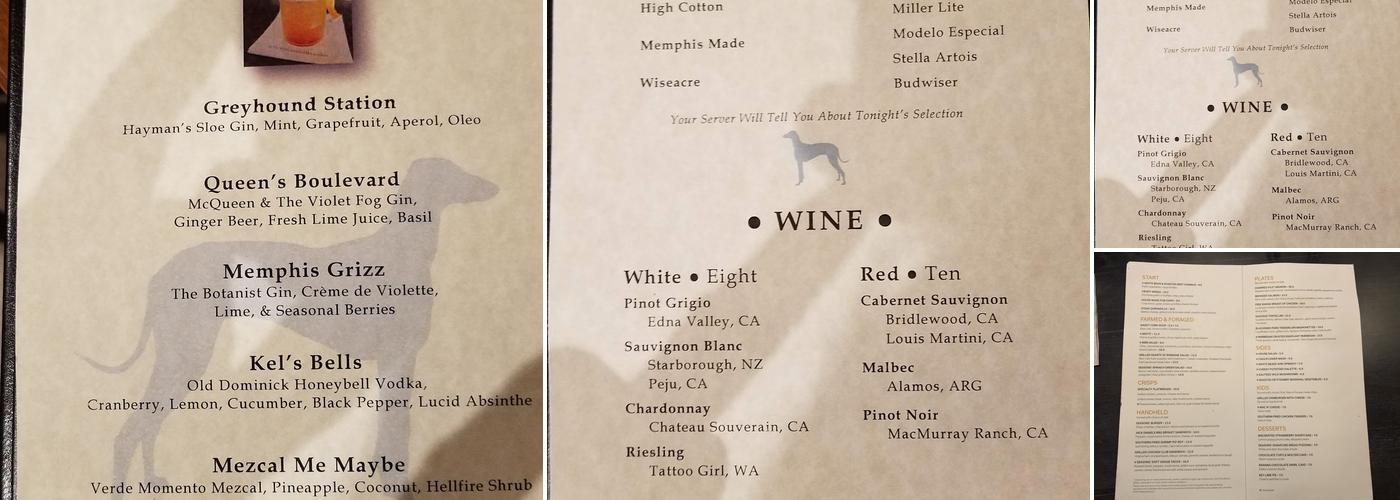 The Greyhound Menu