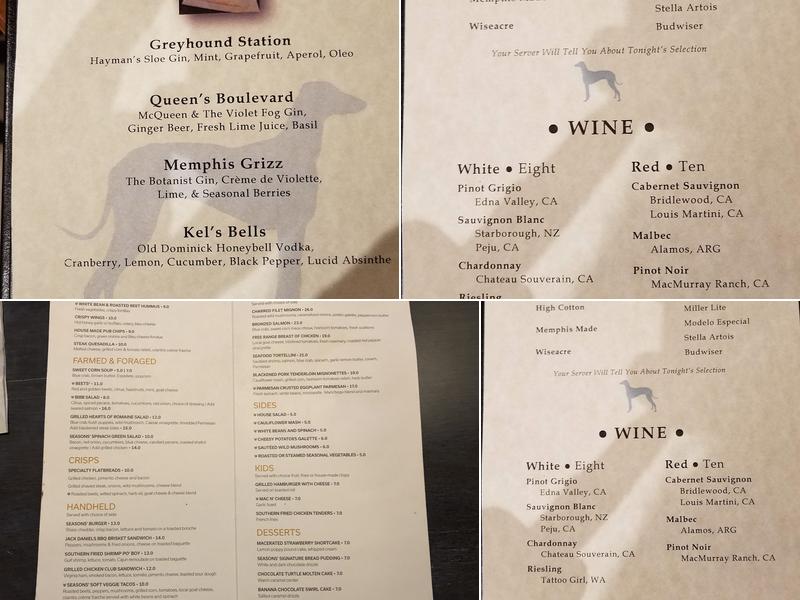 The Greyhound Menu