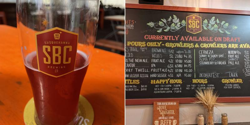 Susquehanna Brewing Co. Menu