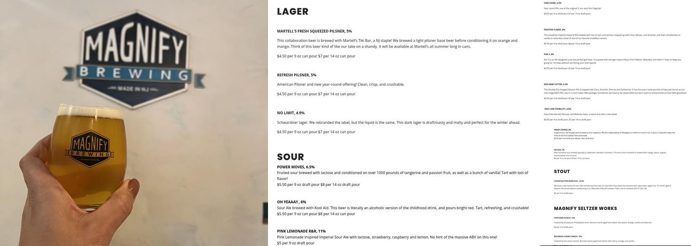 Magnify Brewing Company Menu