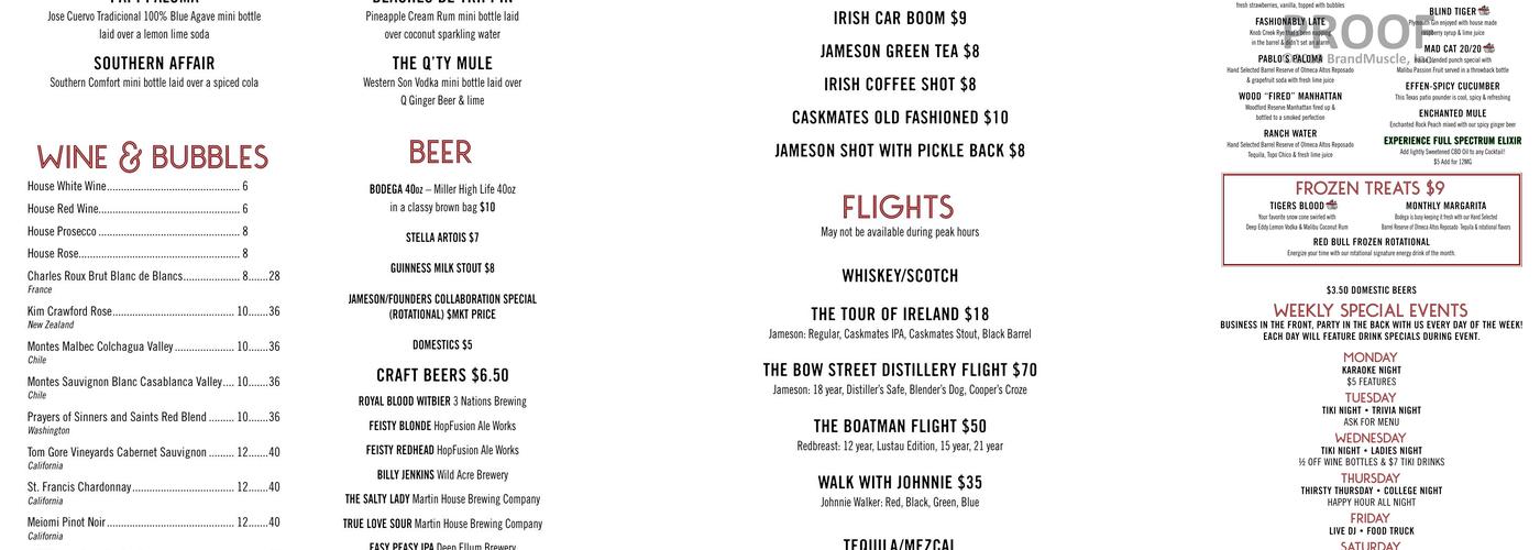 Bodega West 7th Menu