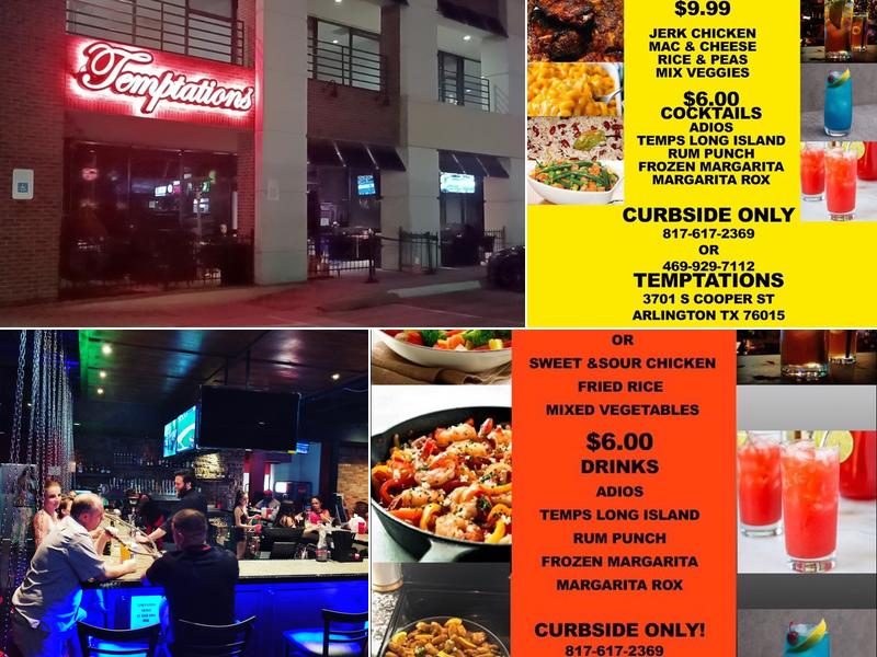 Temptations Arlington's Restuarant and Lounge Menu