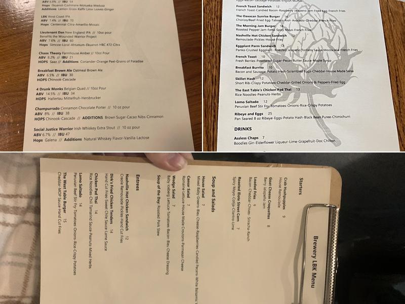 The Brewery LBK Menu