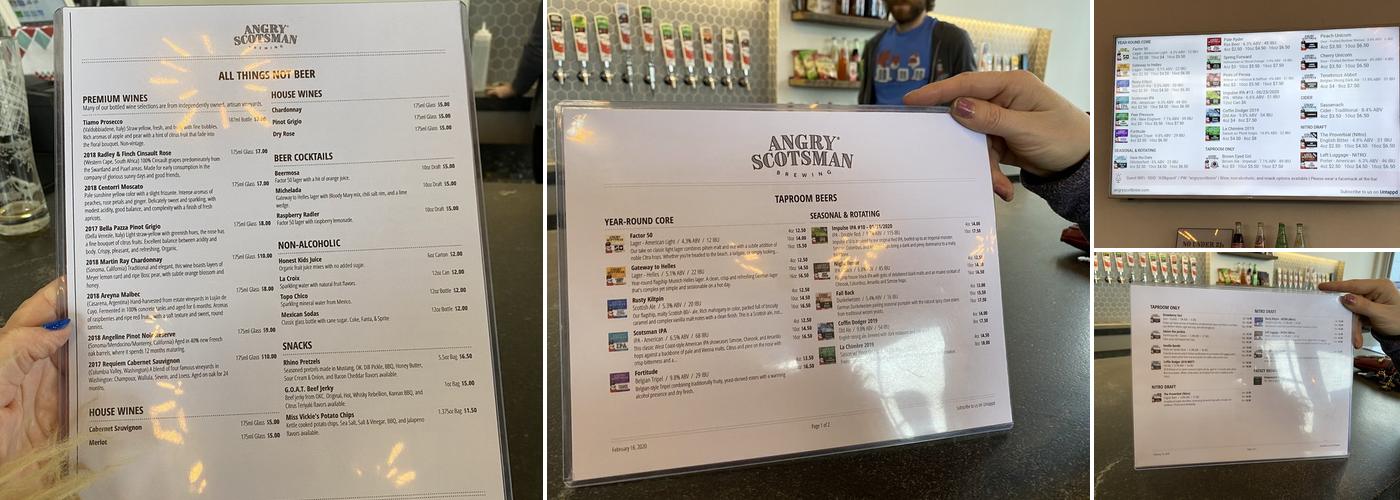 Angry Scotsman Brewing Menu