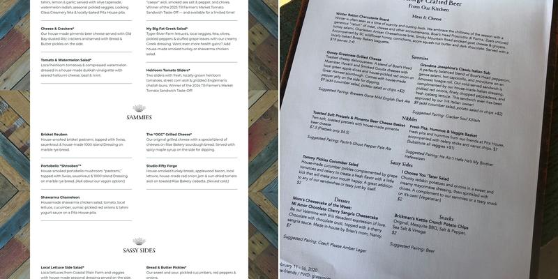 Fireforge Crafted Beer Menu