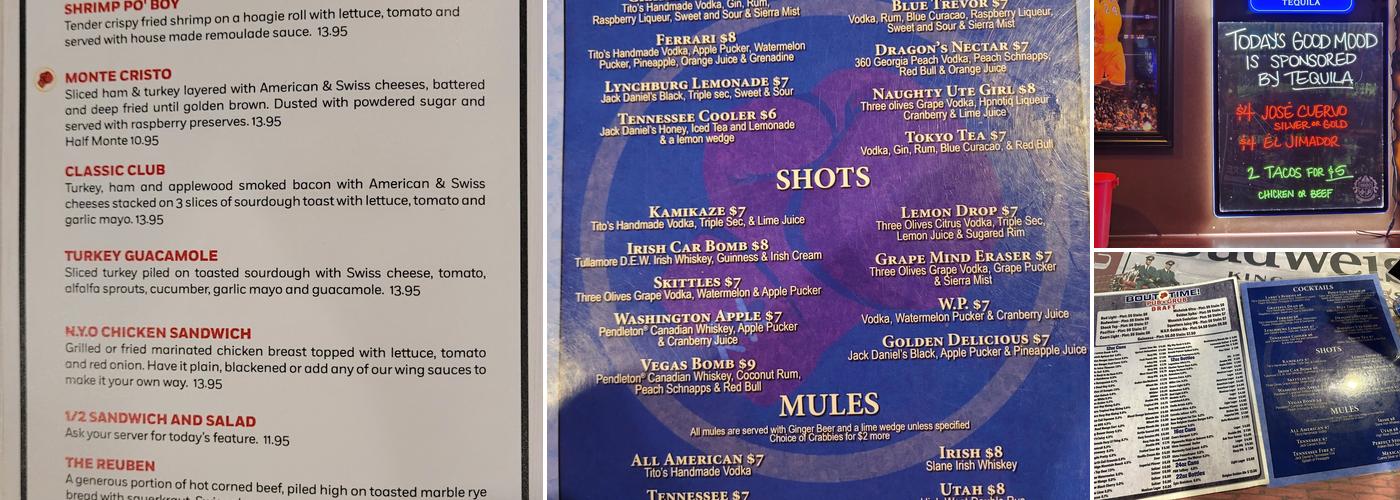 Bout Time Pub & Grub Menu