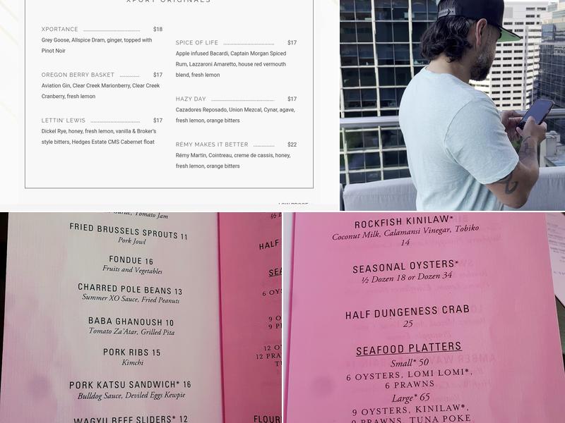 The Xport Rooftop Lounge Menu