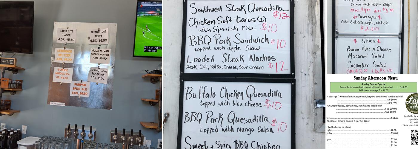 Lops Brewing Menu