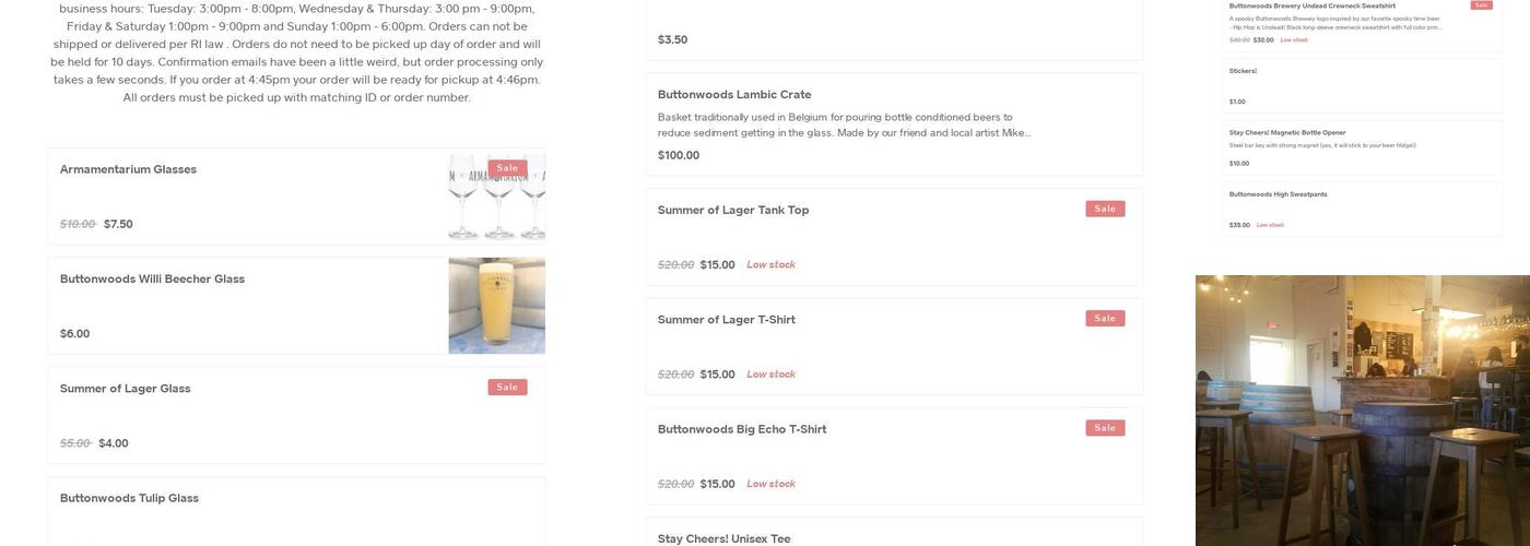 Buttonwoods Brewery Menu