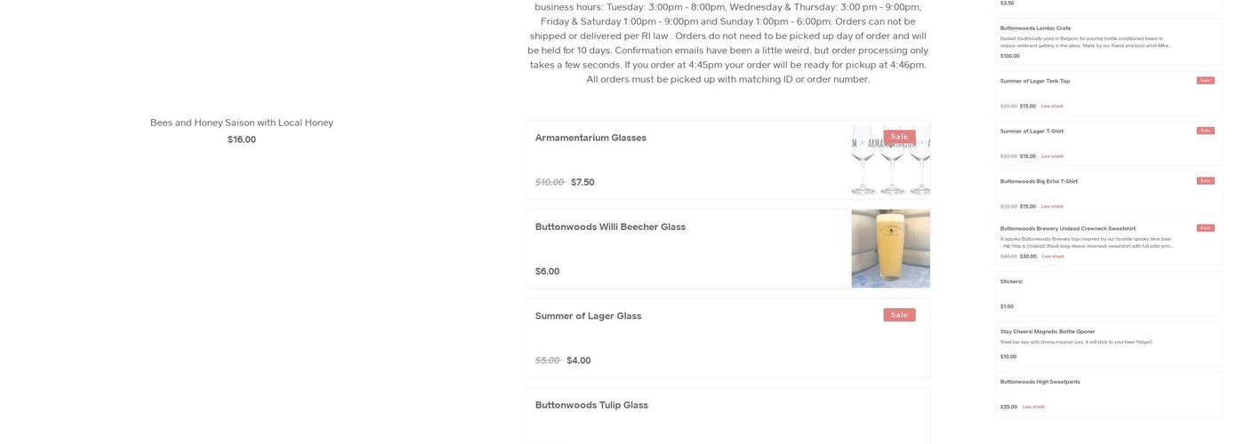 Buttonwoods Brewery Menu