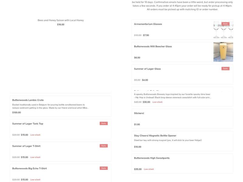 Buttonwoods Brewery Menu