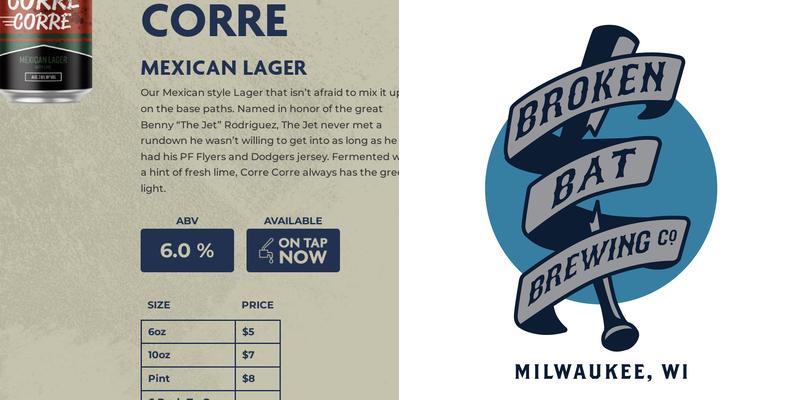 Broken Bat Brewing Co. Menu