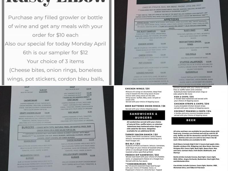 Rusty Elbow Pub & Grub Menu