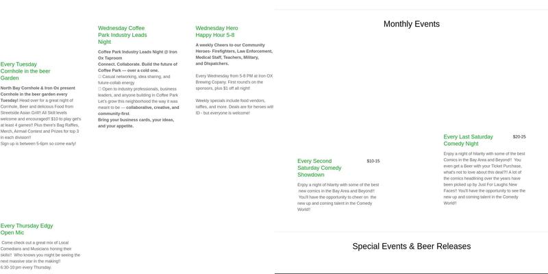 Iron Ox Brewing Company Menu