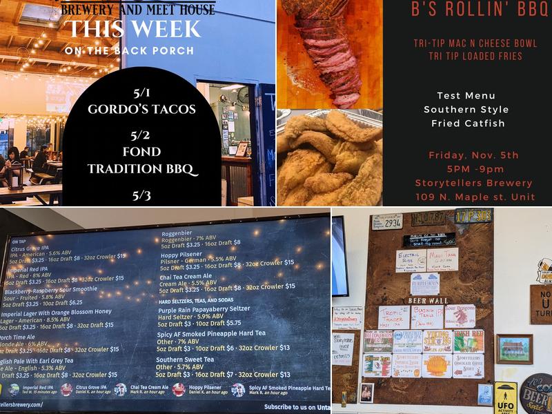 Storytellers Brewery and Meet House, LLC Menu