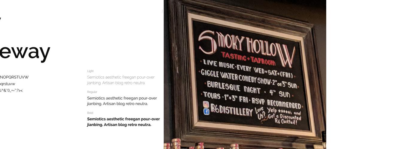 Smoky Hollow Tasting & Taproom Menu