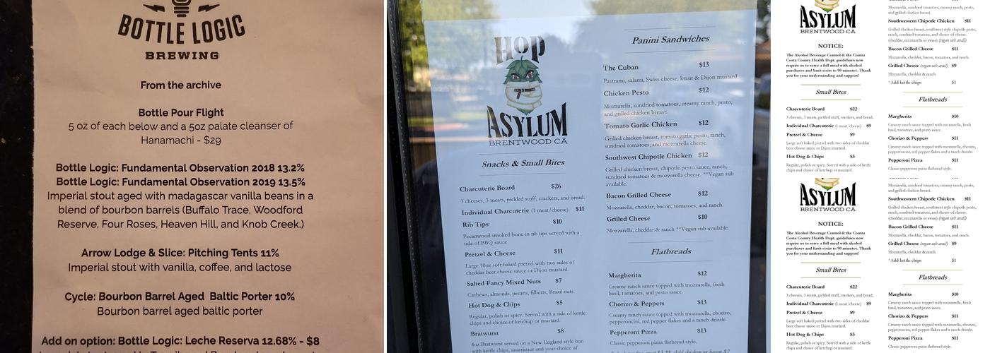 Hop Asylum Menu