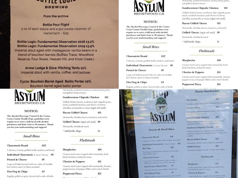Hop Asylum Menu