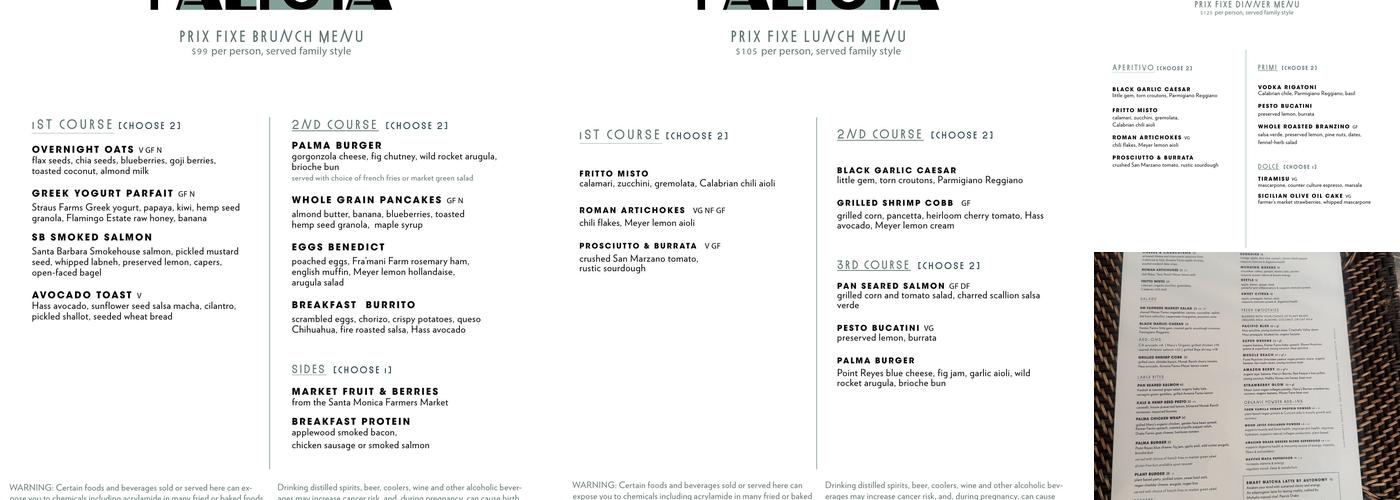 Palma Menu