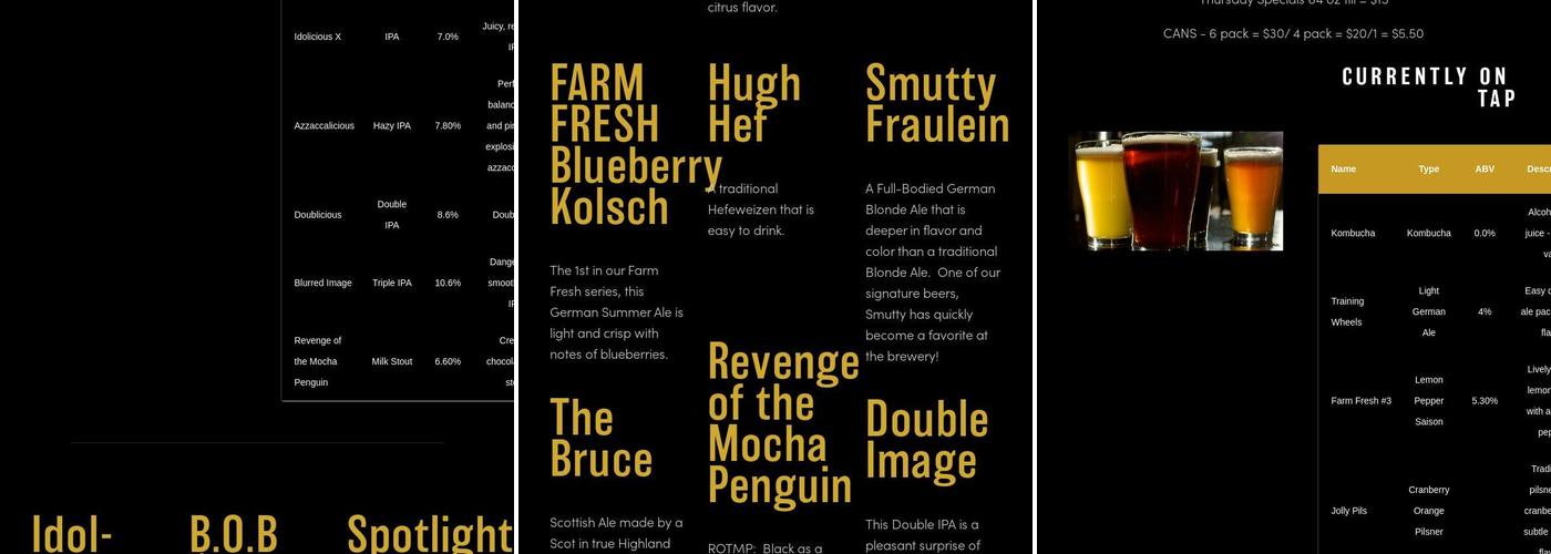 Idol Beer Works Menu