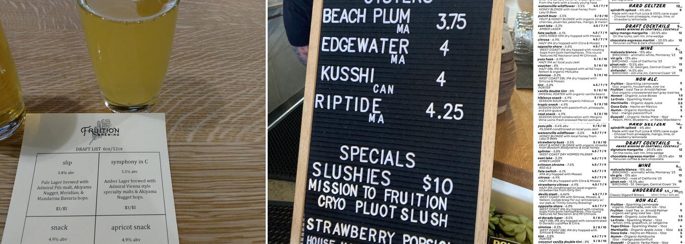 Fruition Brewing Menu