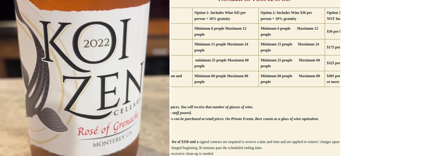 Koi Zen Cellars Menu