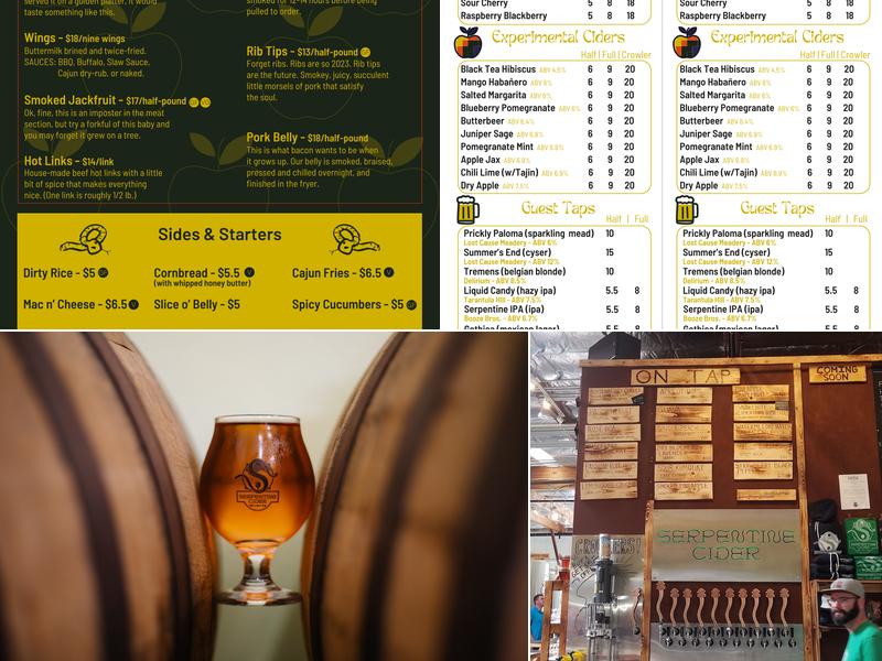 Serpentine Cider | Miramar Tasting Room Menu