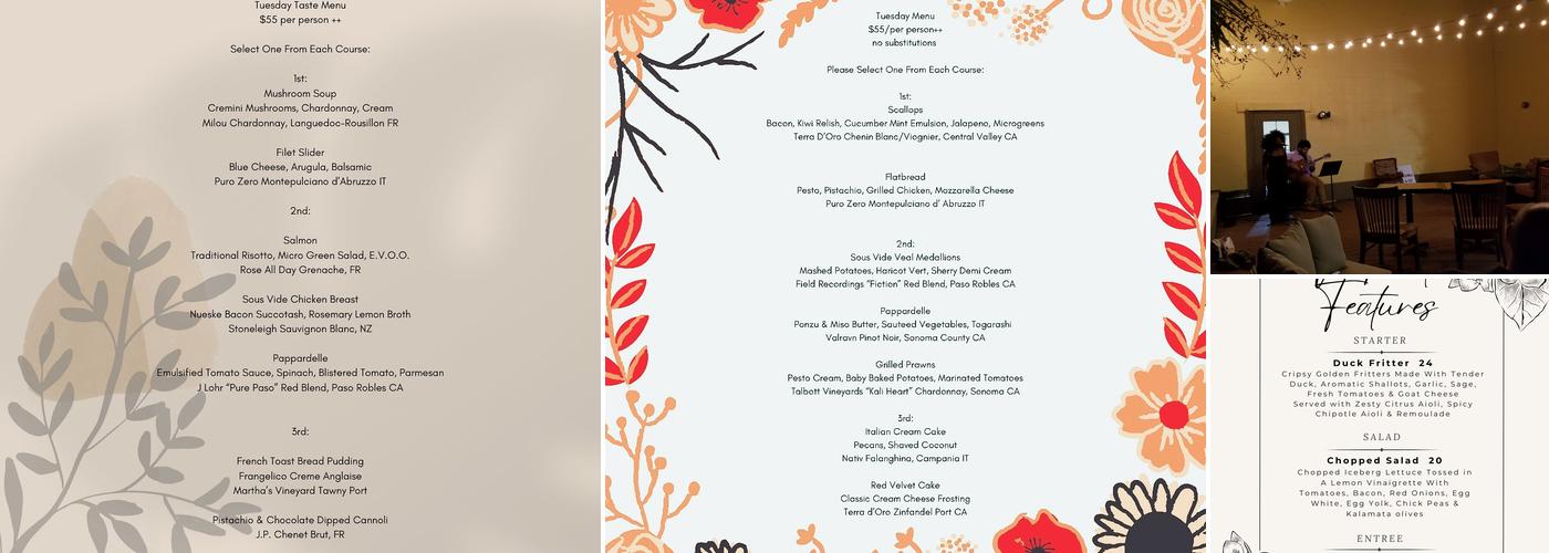 The Wine Cellar at Amici’s Menu