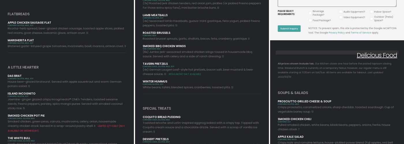 The Lost Druid Brewery & Distillery Menu