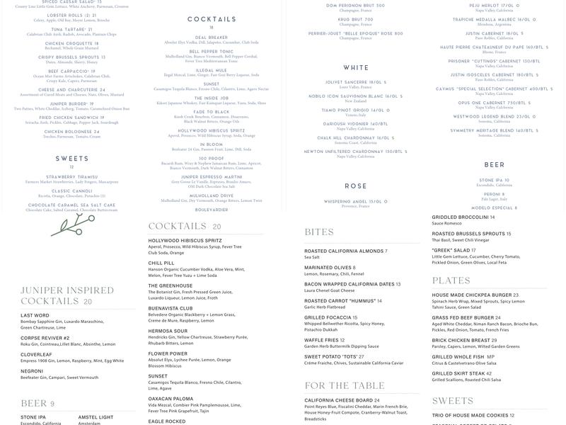 Juniper Menu