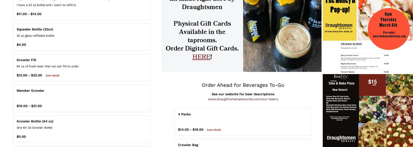 Draughtsmen Aleworks Menu