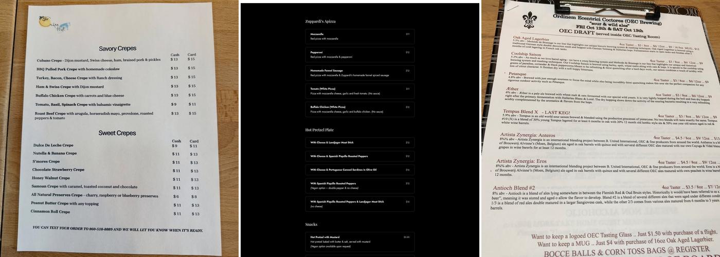 OEC Brewing Menu