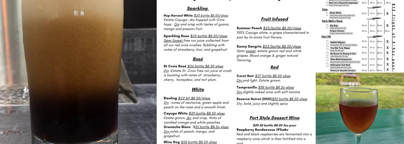 Taylor Brooke Brewery Menu