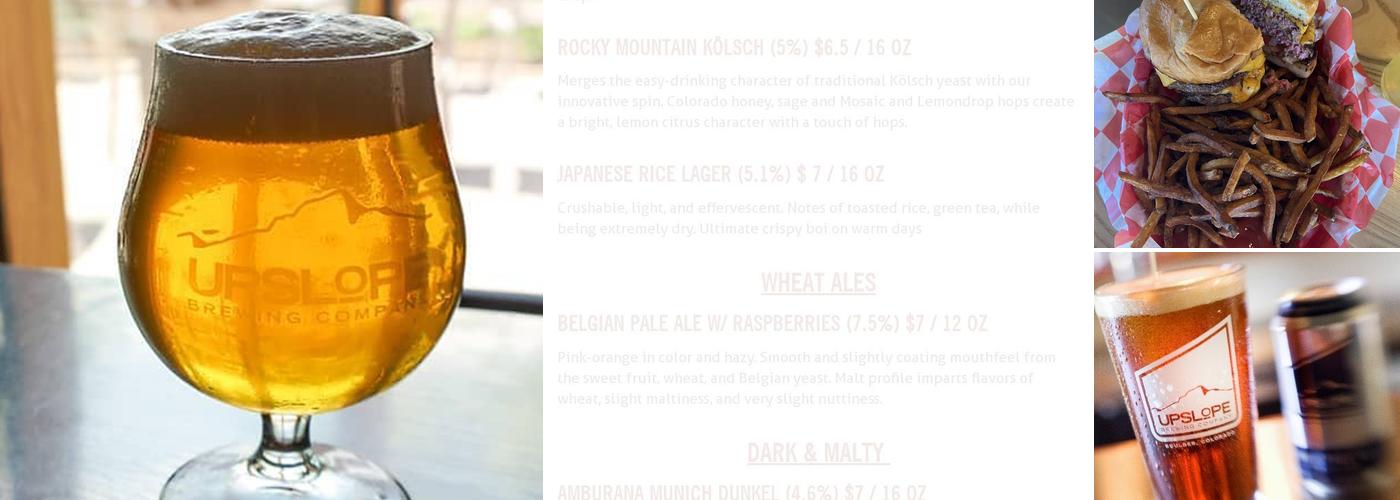Upslope Brewing Company Menu