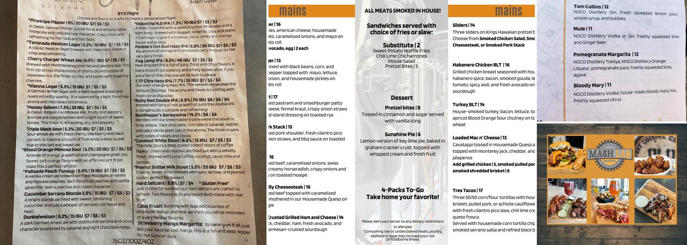 Mash Lab Brewing & Kitchen Menu